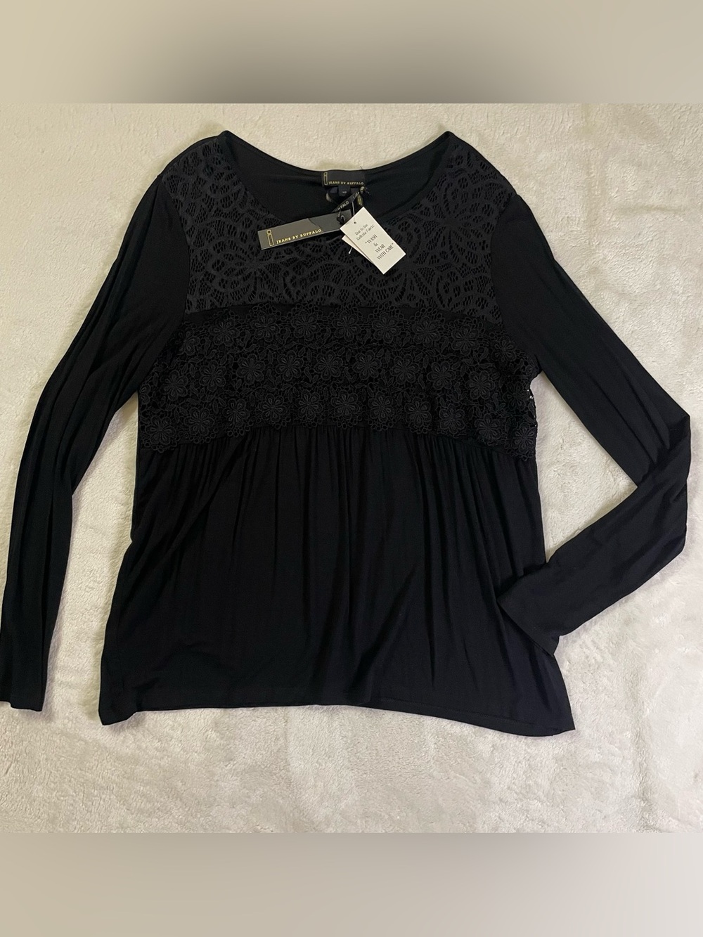 NWT I Jeans By Buffalo Black Elegant Long Sleeve Tunic size L